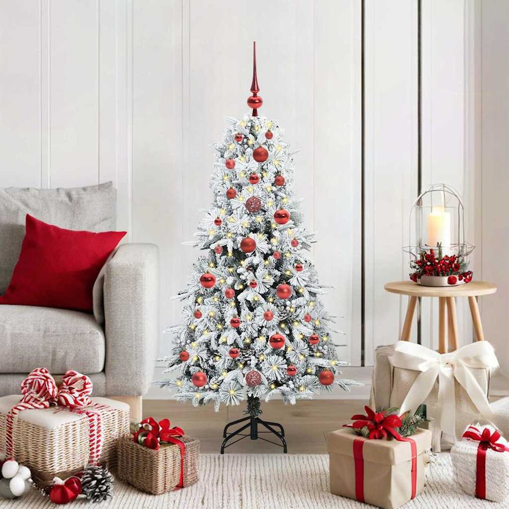 Sapin de noël artificiel lumineux avec kit de boules complet vert 120 cm