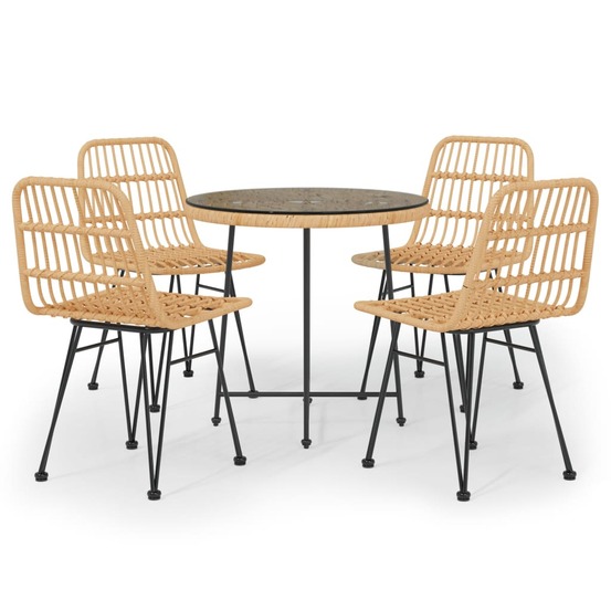 Ensemble à dîner salon de jardin meuble d'extérieur 5 pièces résine tressée