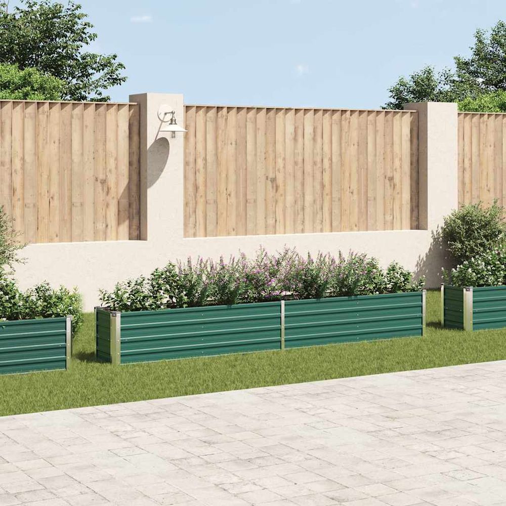 Carré potager acier galvanisé pour jardin terrasse vert 320x40x45 cm