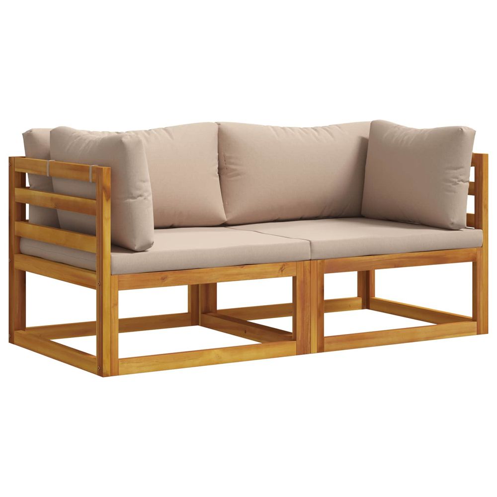 Canapé d'angle avec coussins 2 pc 2 place bois d'acacia massif
