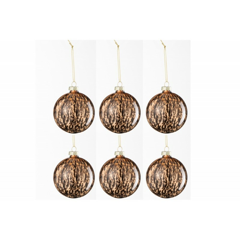 Boite de 6boules de noël en verre marron 8x8x8 cm