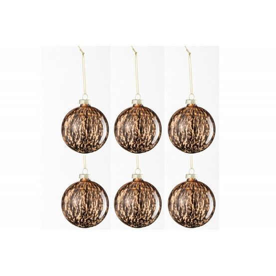 Boite de 6boules de noël en verre marron 8x8x8 cm
