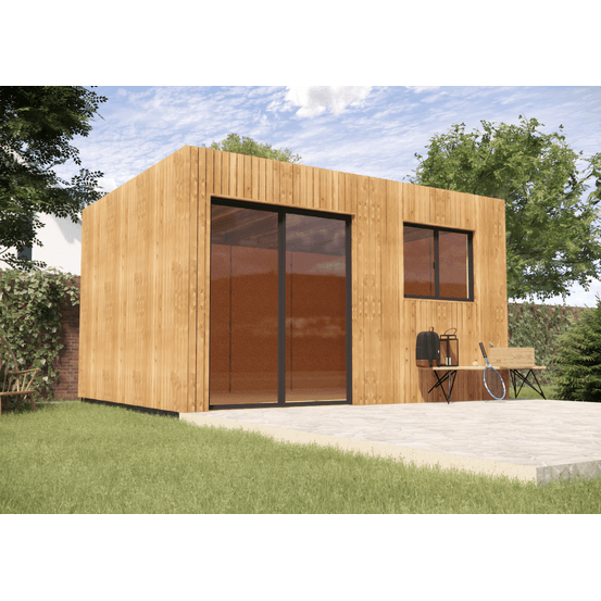 Studio de jardin 4 saisons en bois 4,4 x 3,5 x 2,7 m / isolation re2020 avec plancher isolé / menuiseries alu k-line