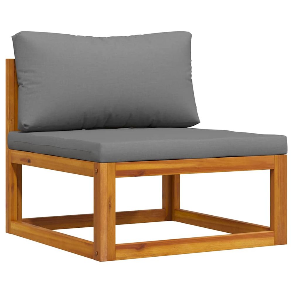 Canapé central sectionnel avec coussin gris foncé bois d'acacia