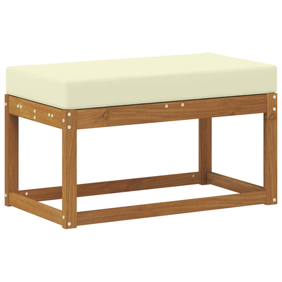 Banc de jardin avec coussin naturel et crème 79 x 43 x 37 cm