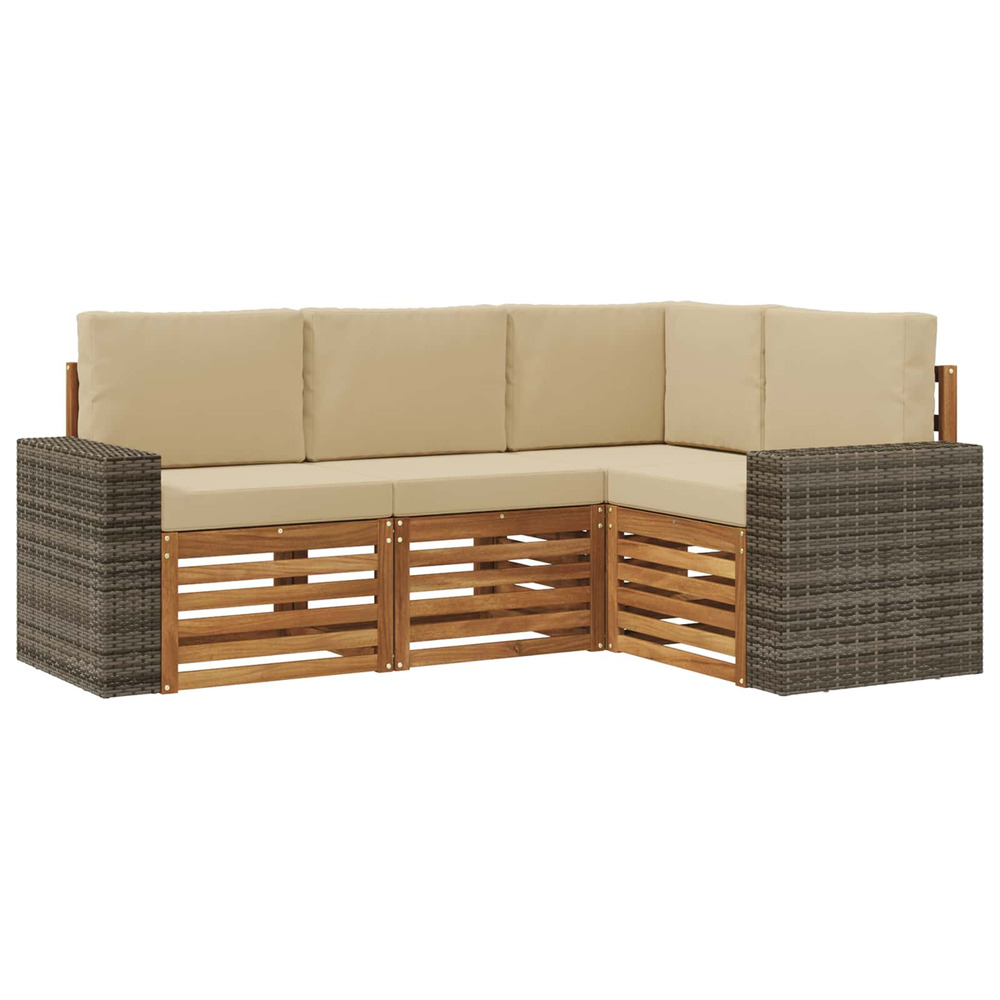 Ensembles de canapés avec coussin 4 pcs bois d'acacia massif