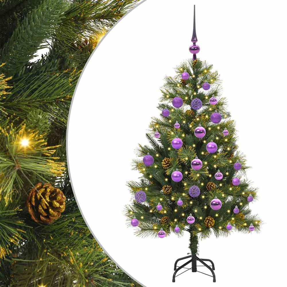 Sapin de noël artificiel avec branches pliables et cônes 120 cm