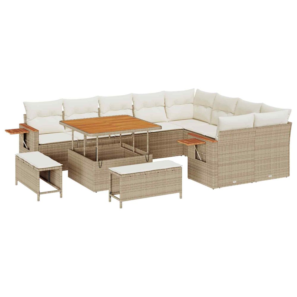 Ensemble de canapé de jardin 12 pc beige polyrotin