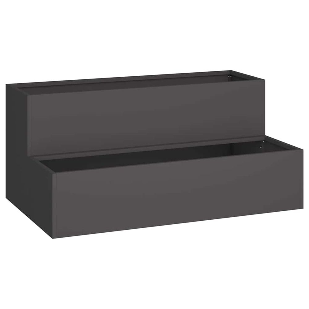 Cache-pot de jardin noir 100 x 60 x 45 cm acier laminé à froid