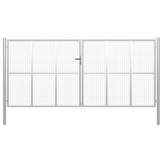 Portail de jardin en acier galvanisé 400 x 200 cm argenté
