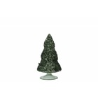 Sapin de noël décoratif à led en verre vert 8.5x8.5x15.5 cm h15.5