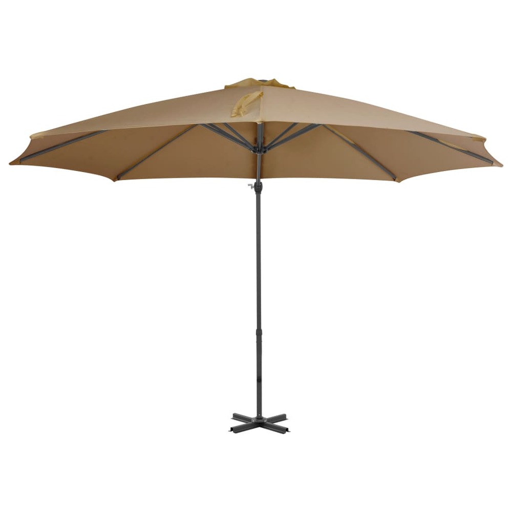 Parasol de jardin en porte-à-faux et poteau en aluminium taupe