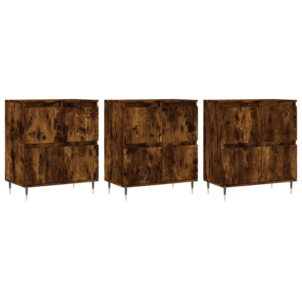 Buffet bahut commode armoire meuble de rangement organisateur cuisine salle de séjour salons 3 pcs bois d'ingénierie marron 0