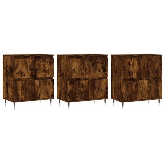 Buffet bahut commode armoire meuble de rangement organisateur cuisine salle de séjour salons 3 pcs bois d'ingénierie marron 0
