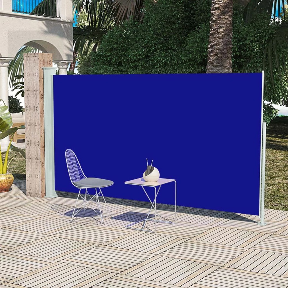 Auvent latéral rétractable de patio 160x300 cm bleu