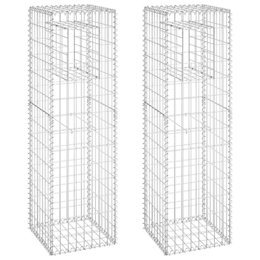 Poteaux à panier de gabion 2 pcs 40x40x140 cm fer
