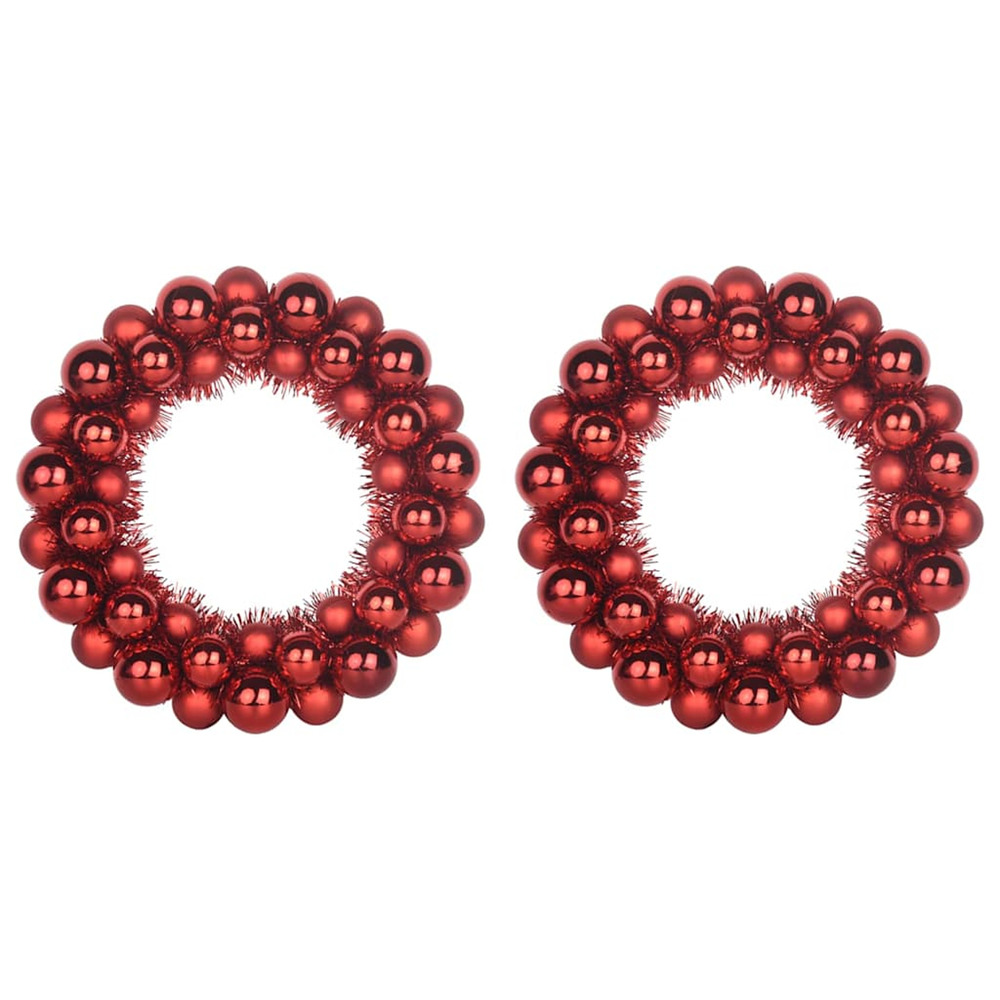 Couronnes de boules de noël 2 pcs rouge 33 x 33 x 7 cm