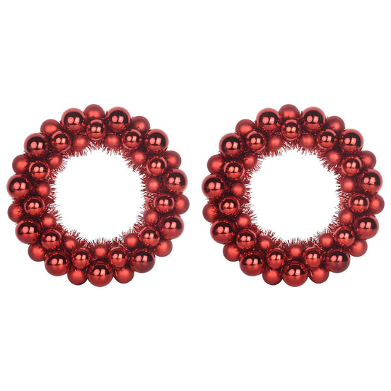 Couronnes de boules de noël 2 pcs rouge 33 x 33 x 7 cm