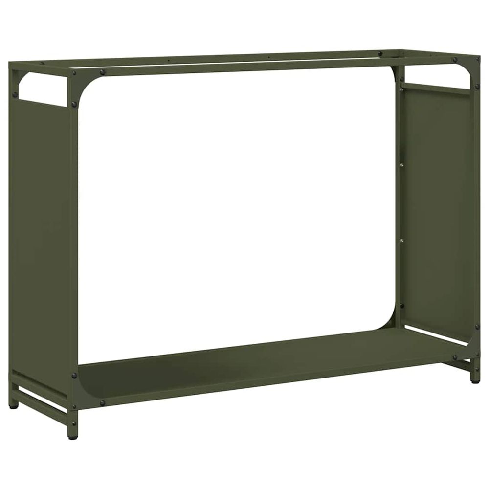 Portant de bois chauffage vert olive 90x28x65 cm