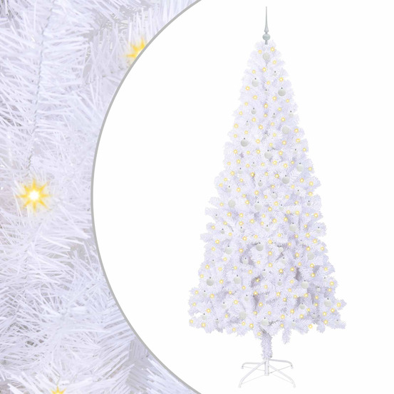 Sapin de noël artificiel avec 300 led blanc 240 cm pvc et acier