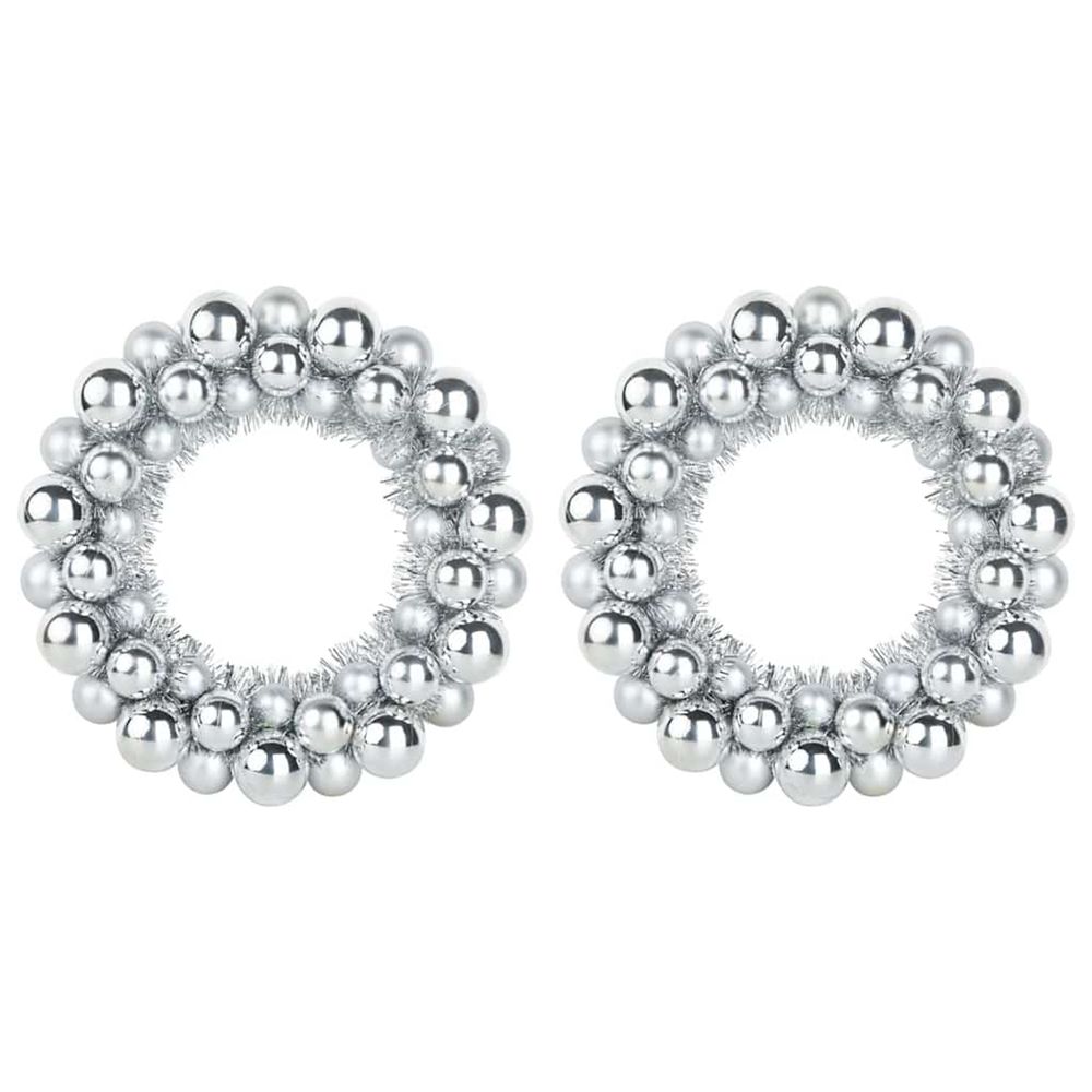 Couronnes de boules de noël 2 pc argent 33 x 33 x 7 cm
