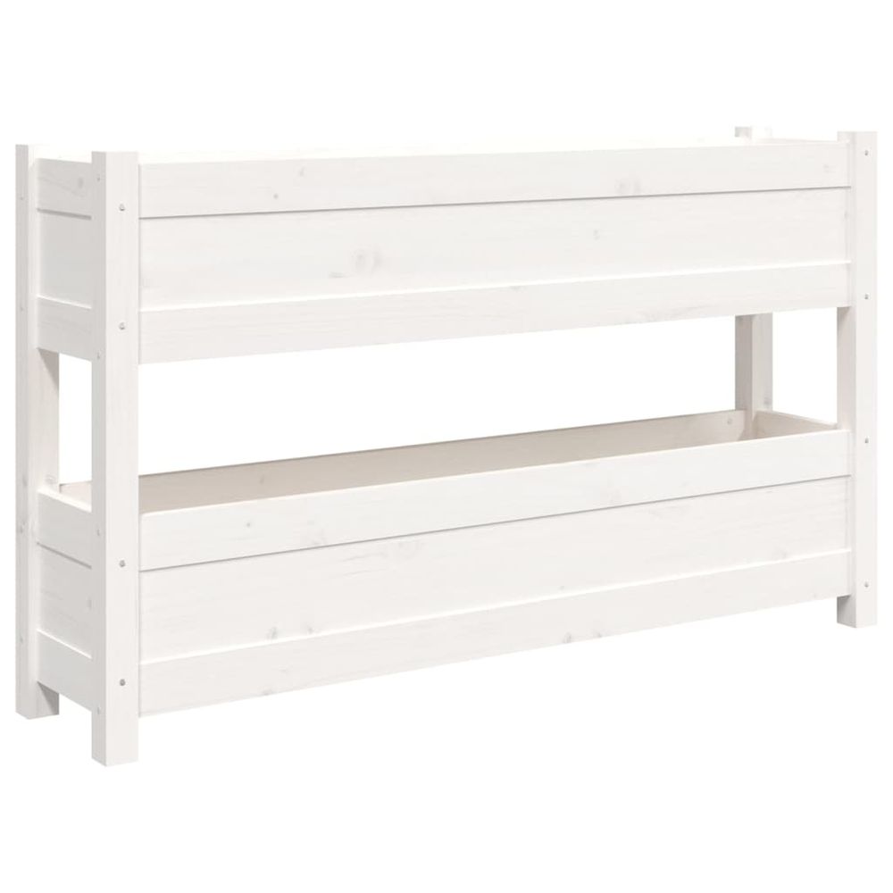 Jardinière blanc 112x25x66 cm bois massif de pin