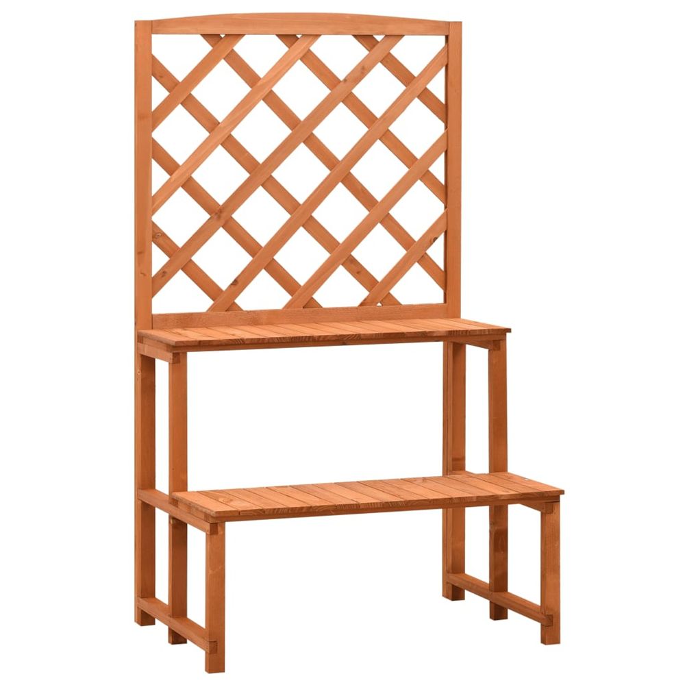Support de plantes et treillis orange 70x42x120cm bois de sapin