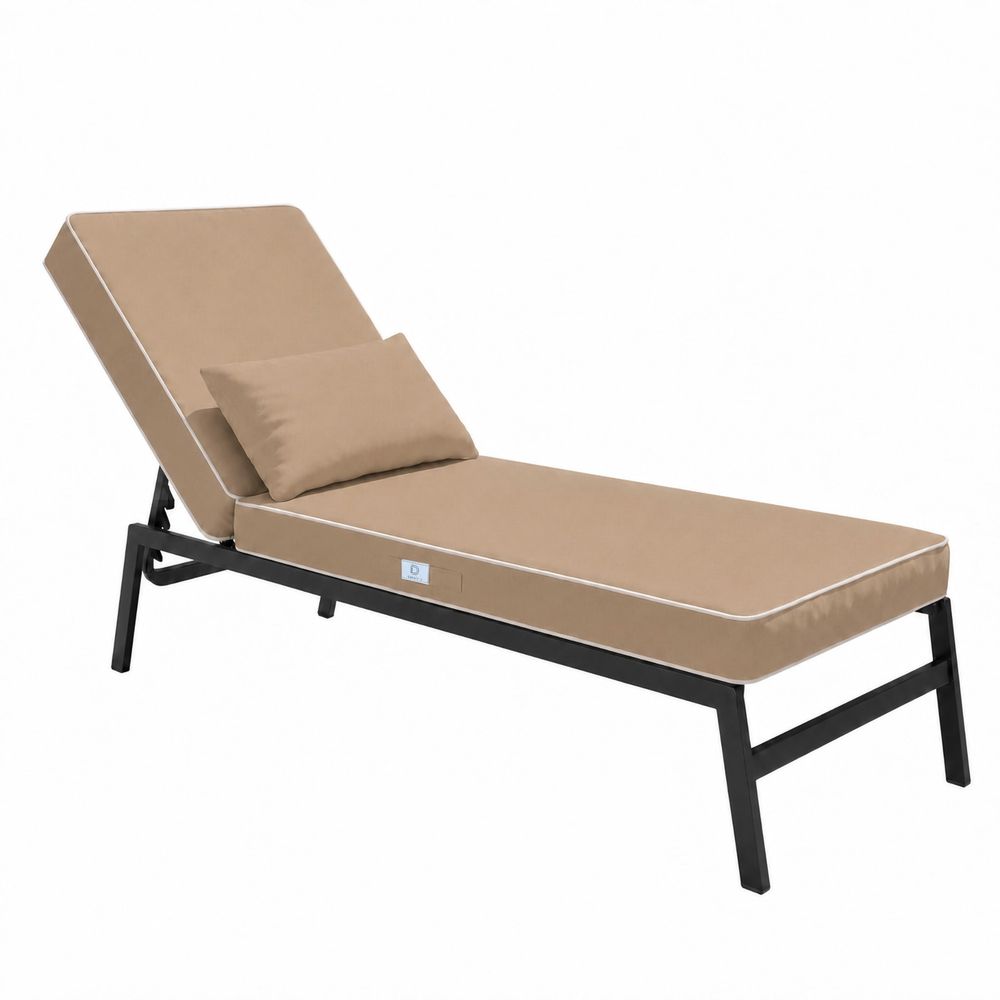 Matelas transat premium 190x60 moka - épais 10cm & têtière (déhoussable)