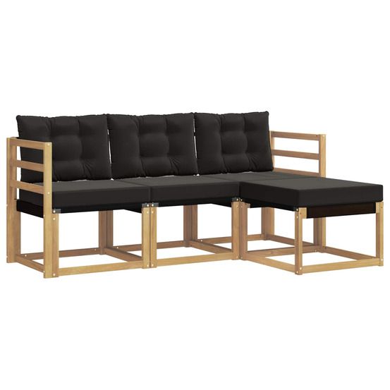 Ensemble de canapés d'extérieur 4 pc blanc et noir