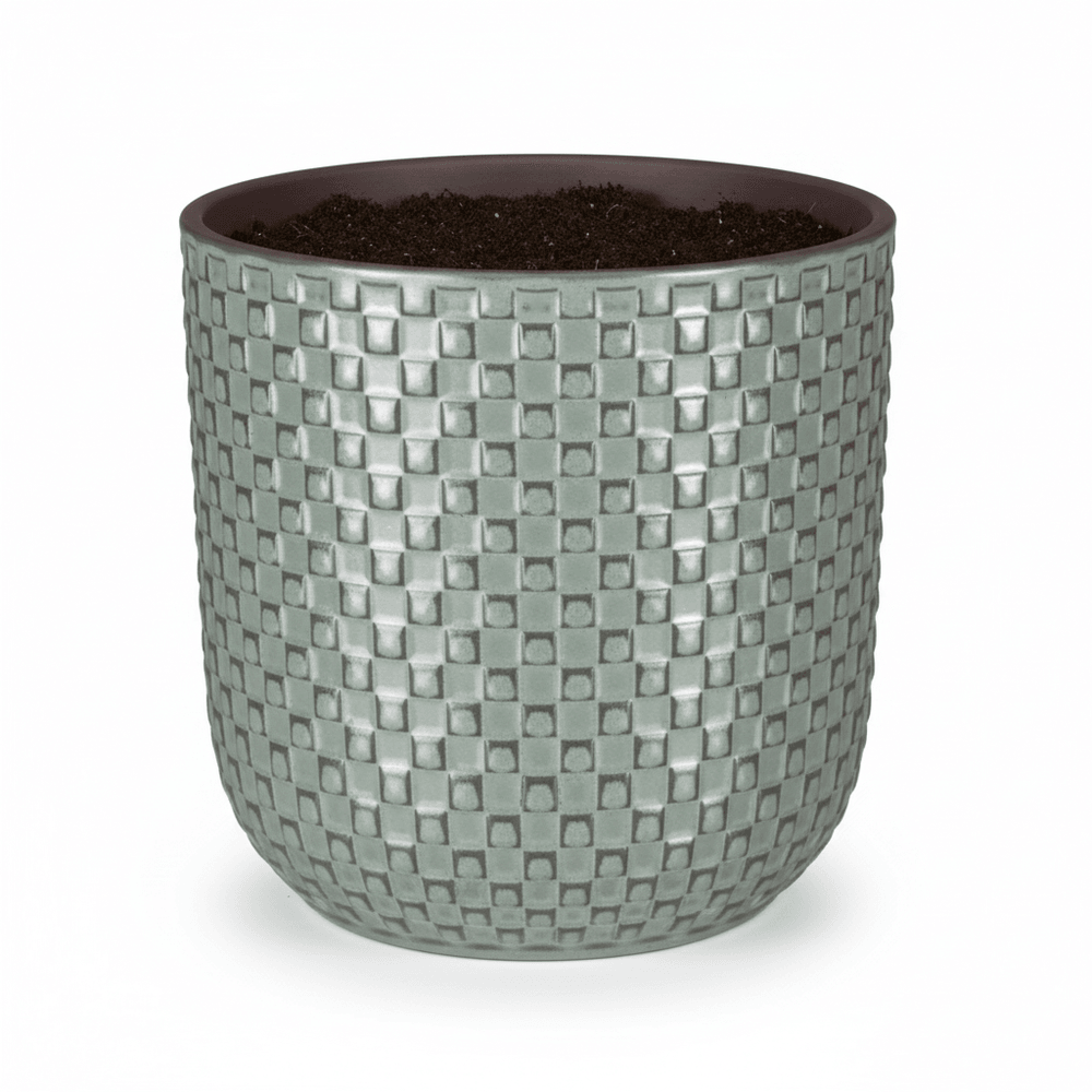 Pot de fleurs en relief vert - d.13,5cm