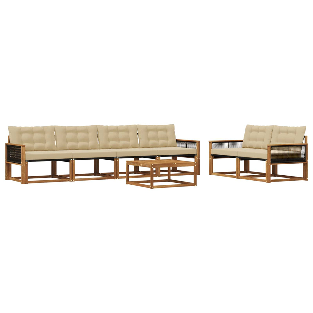 Ensemble de canapés d'extérieur 7 pcs naturel et beige