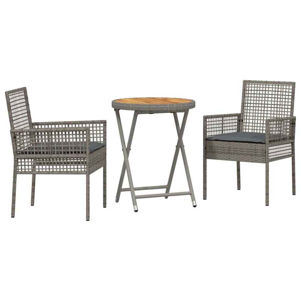 Ensemble bistro de jardin 3 pcs gris polyrotin