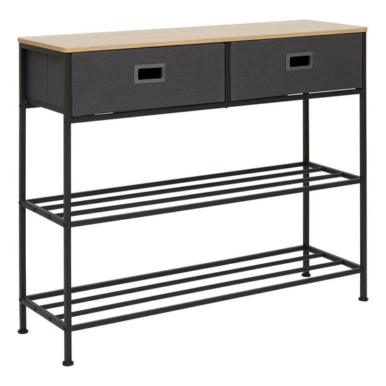 5five - console 2 tiroirs tissa avec range-chaussure gris foncé