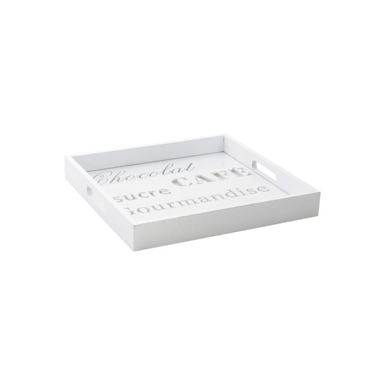 Plateau carré gourmandise en bois et verre