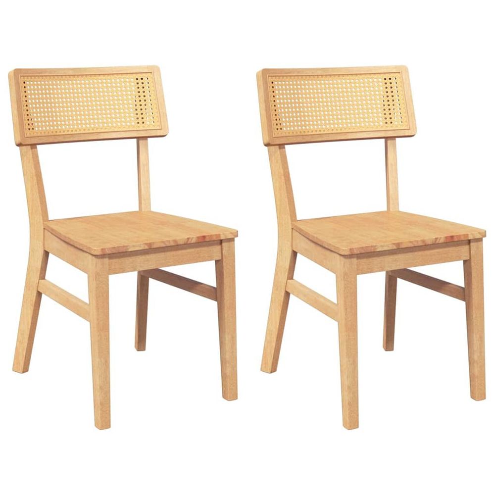 Chaises à manger 2 pcs bois massif caoutchouc