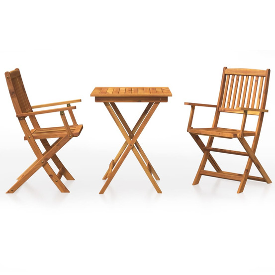 Ensemble à manger de jardin pliable 3 pcs bois d'acacia solide