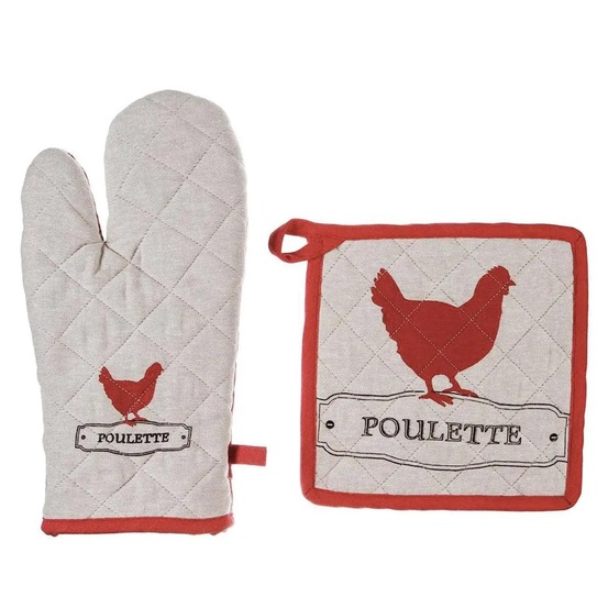Gant et manique de cuisine poule