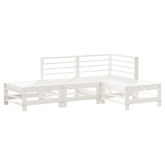 Salon de jardin 4 pcs blanc bois de pin massif
