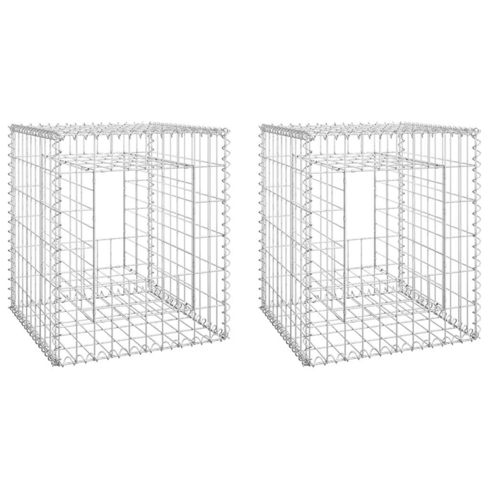 Poteaux à panier de gabion 2 pcs 50x50x60 cm fer