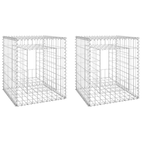 Poteaux à panier de gabion 2 pcs 50x50x60 cm fer