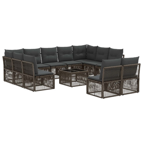 Ensemble de canapé de jardin 12 pcs gris polyrotin