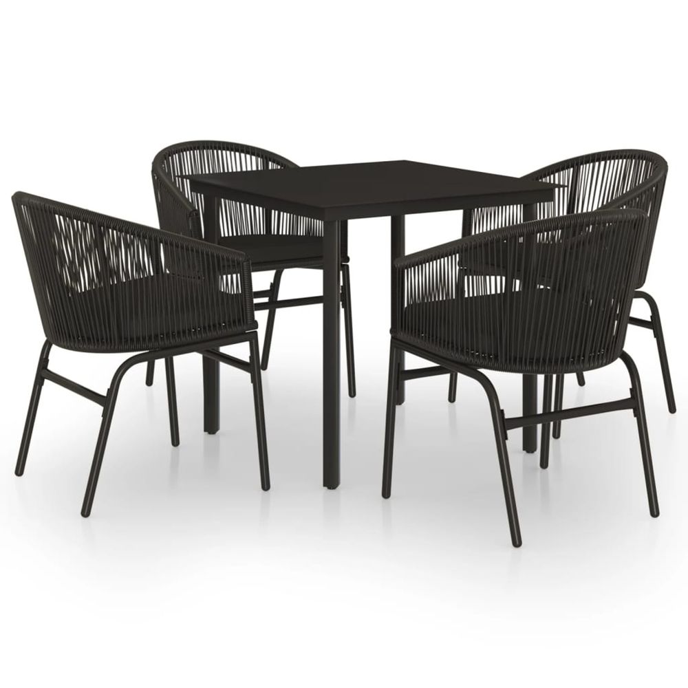Ensemble à manger de jardin 5 pcs noir