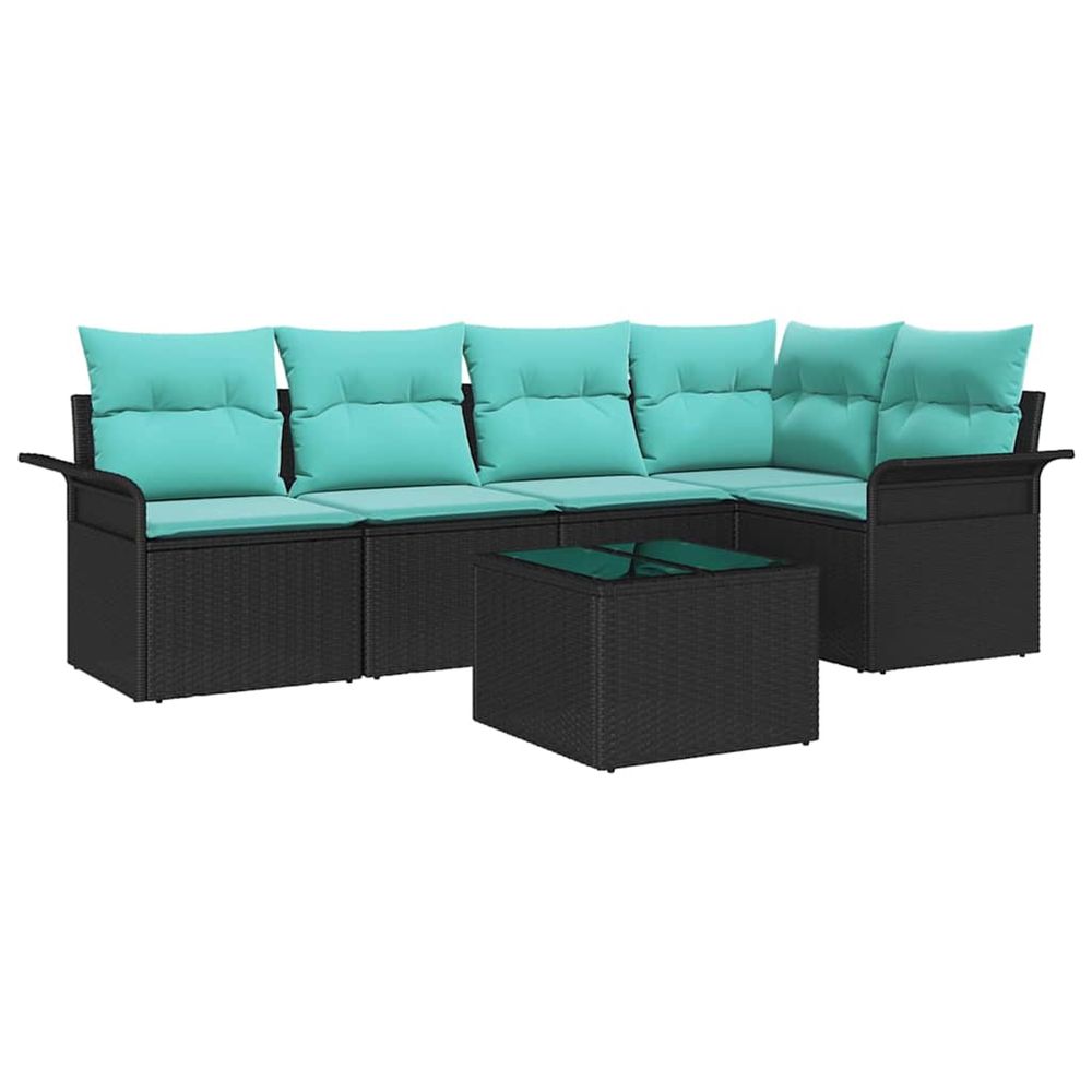 Ensemble de canapé de jardin 6 pc noir polyrotin