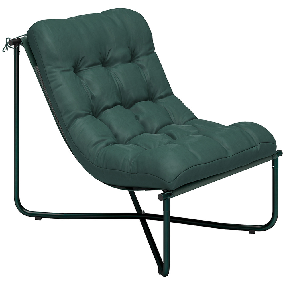 Chaise de jardin fauteuil de jardin avec coussin cadre en acier pour terrasse de jardin 76x92x76cm vert