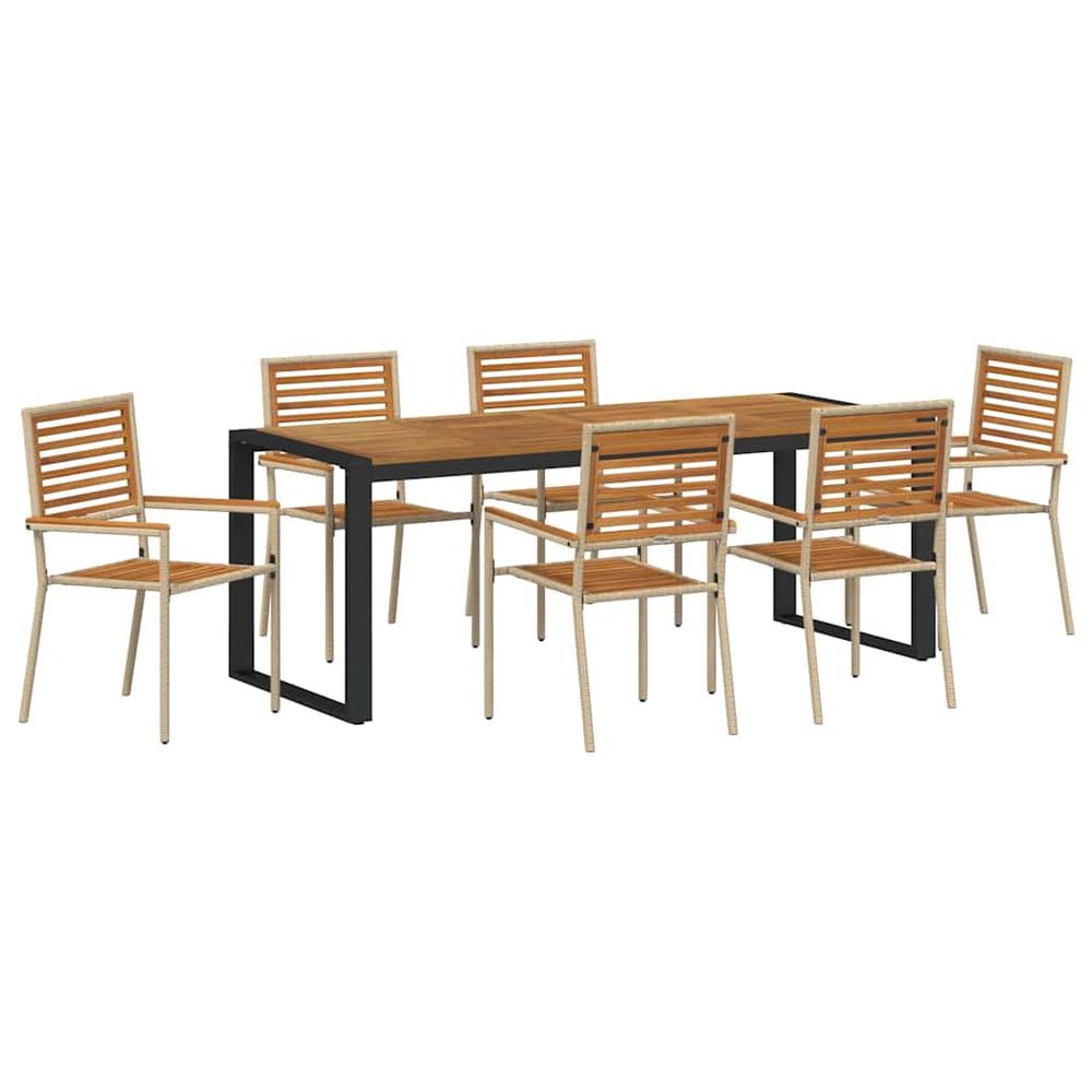 Ensemble de salle à manger pour jardin 7 pc beige et marron
