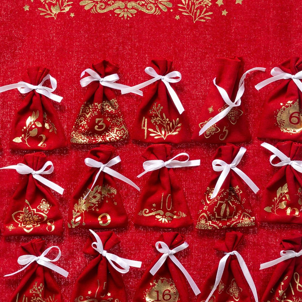 Calendrier De L'Avent En Tissu, Vide Poches Ou Sac, Pour Décorer Noël, Neuf
