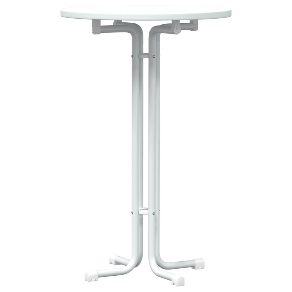 Table de bar blanc ø70x110 cm bois d'ingénierie et acier