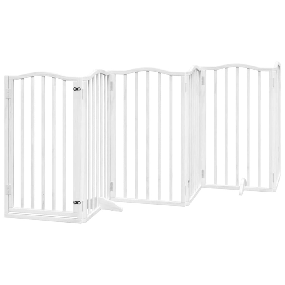 Barrière pour chiens et porte 6 panneaux blanc bois de peuplier