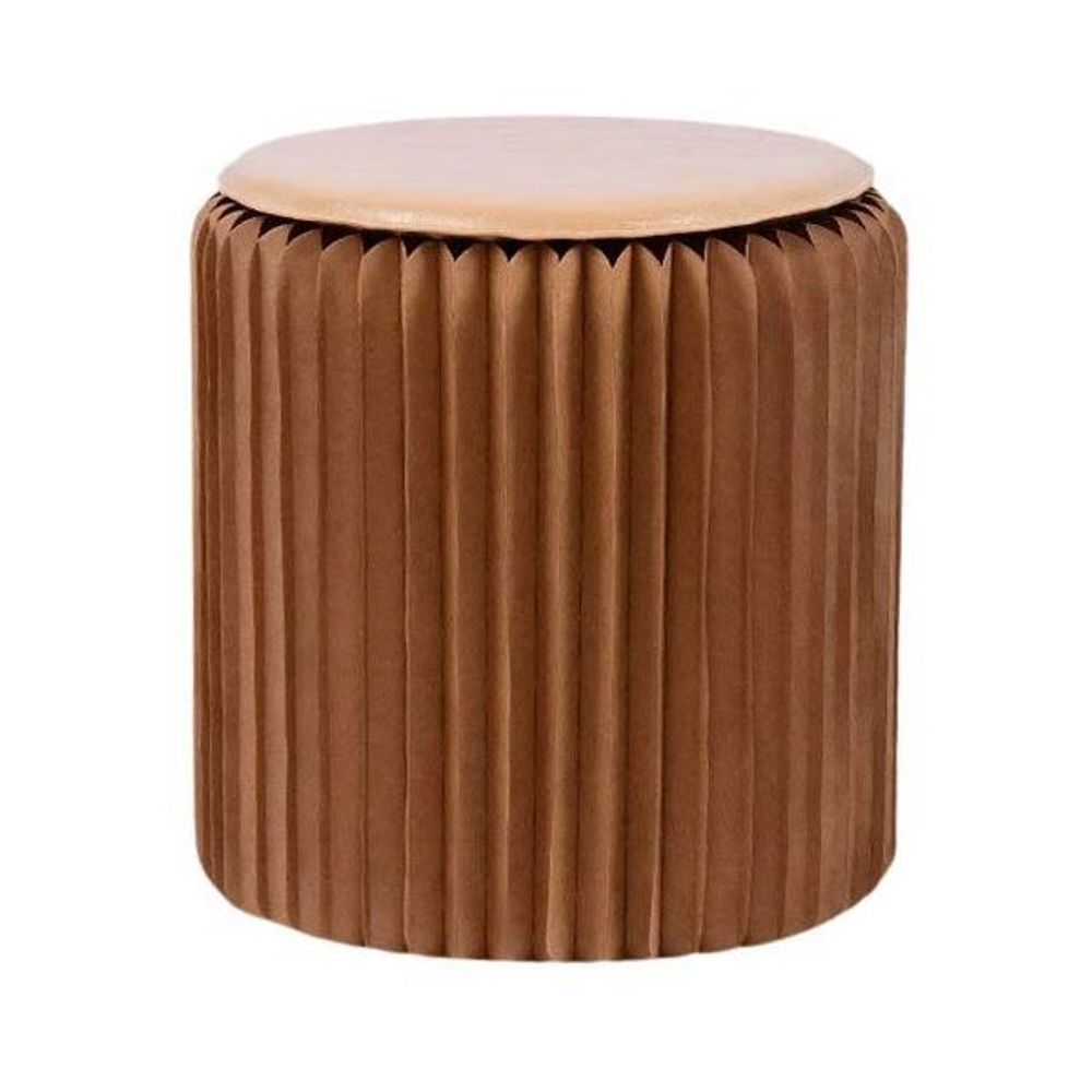 Pouf design en carton plié 35 cm kraft