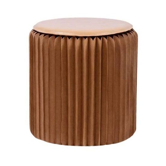 Pouf design en carton plié 35 cm kraft